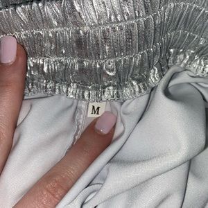 silver metallic shorts